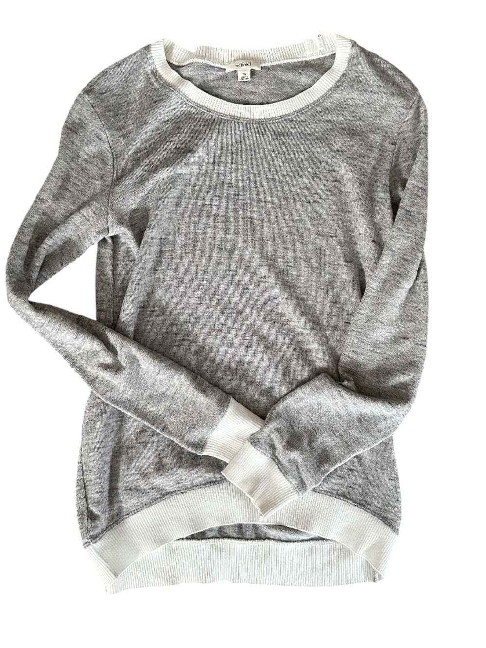 Wilfred Gray and White Lightweight Crewneck Sweater